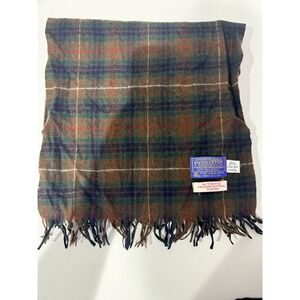 Pendleton Scarf Vintage‎ Made in USA Brown Tartan Plaid 100% Virgin Wool Unisex